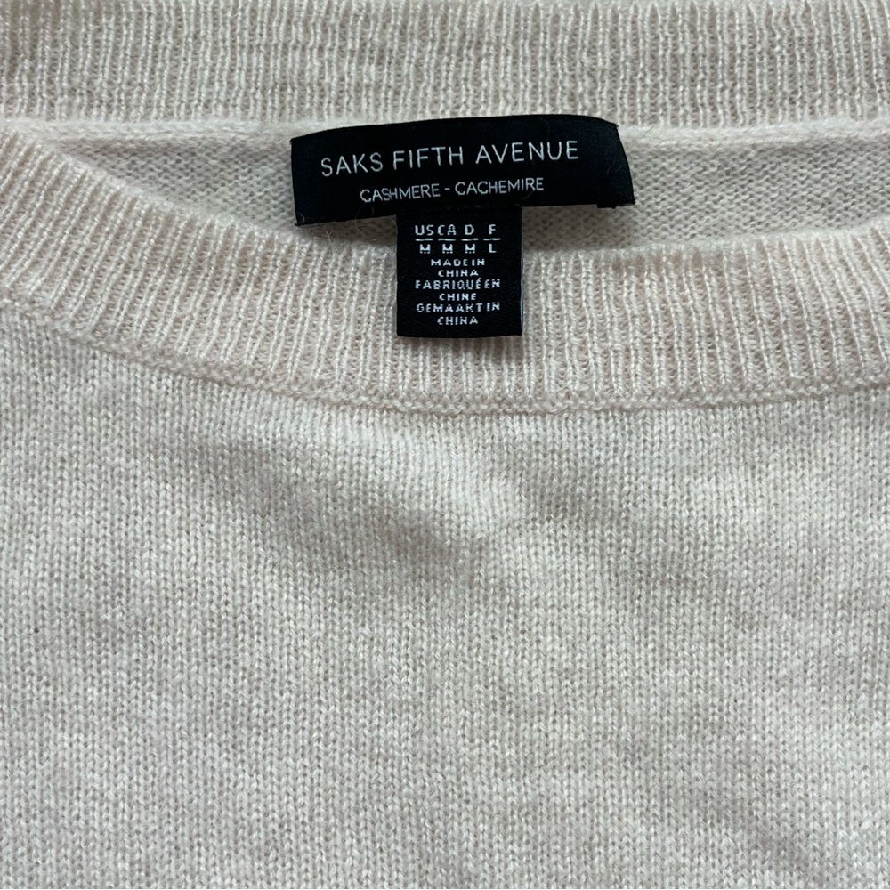 Saks Fifth Avenue 100% Cashmere Sweater Medium Ruffle Designer Soft Luxury Money - Picture 4 of 12